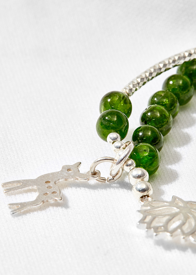 Vòng tay đôi đá diopside phối hươu bạc Ngọc Quý Gemstones