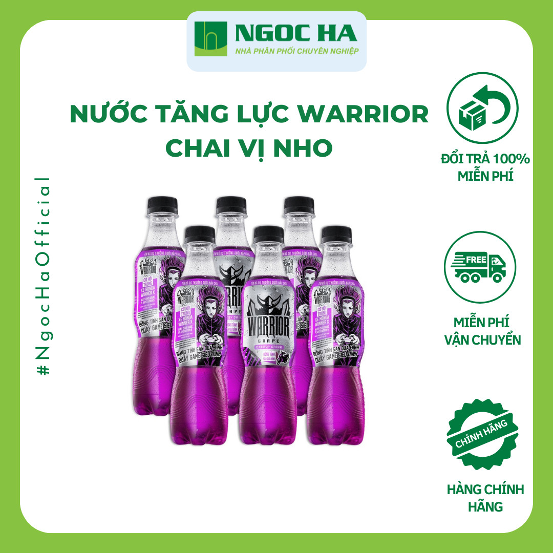 (Lốc) Nước tăng lực Warrior Vị Nho chai 330 ml _Bổ sung vitamin Tăng cường sức khỏe_Tỉnh táo tập trung