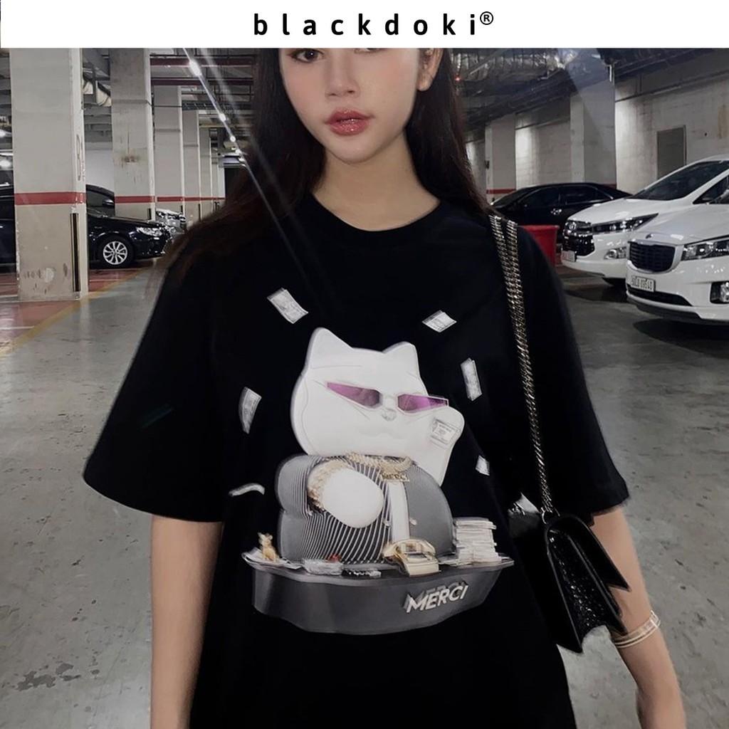 Áo thun nữ BLACKDOKI-MERCI 3 , áo phông nữ hiện đại basic cá tính form oversize tay lỡ chất cotton