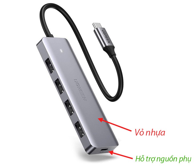 Bộ Chia Cổng Hub Type-C 4 Port ra USB 3.0 Chất Liệu Vỏ Nhôm Tốc Độ Truyền Tải Dữ Liệu Cao