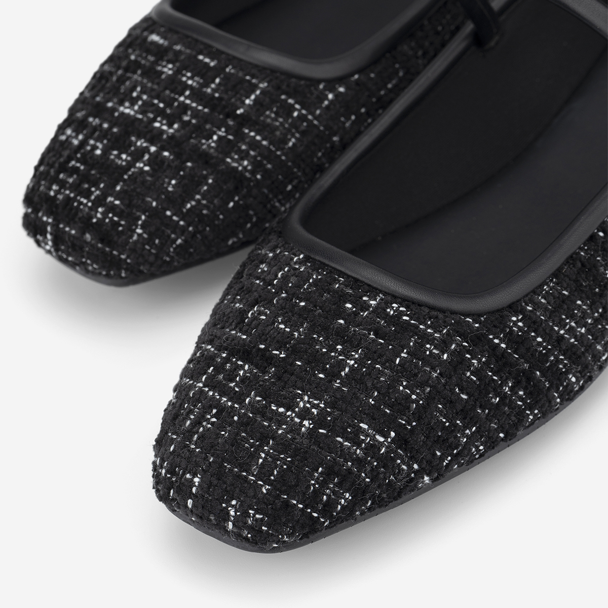 Vascara Giày Mary Janes Ballerina Phối Vải Tweed - GBB 0440