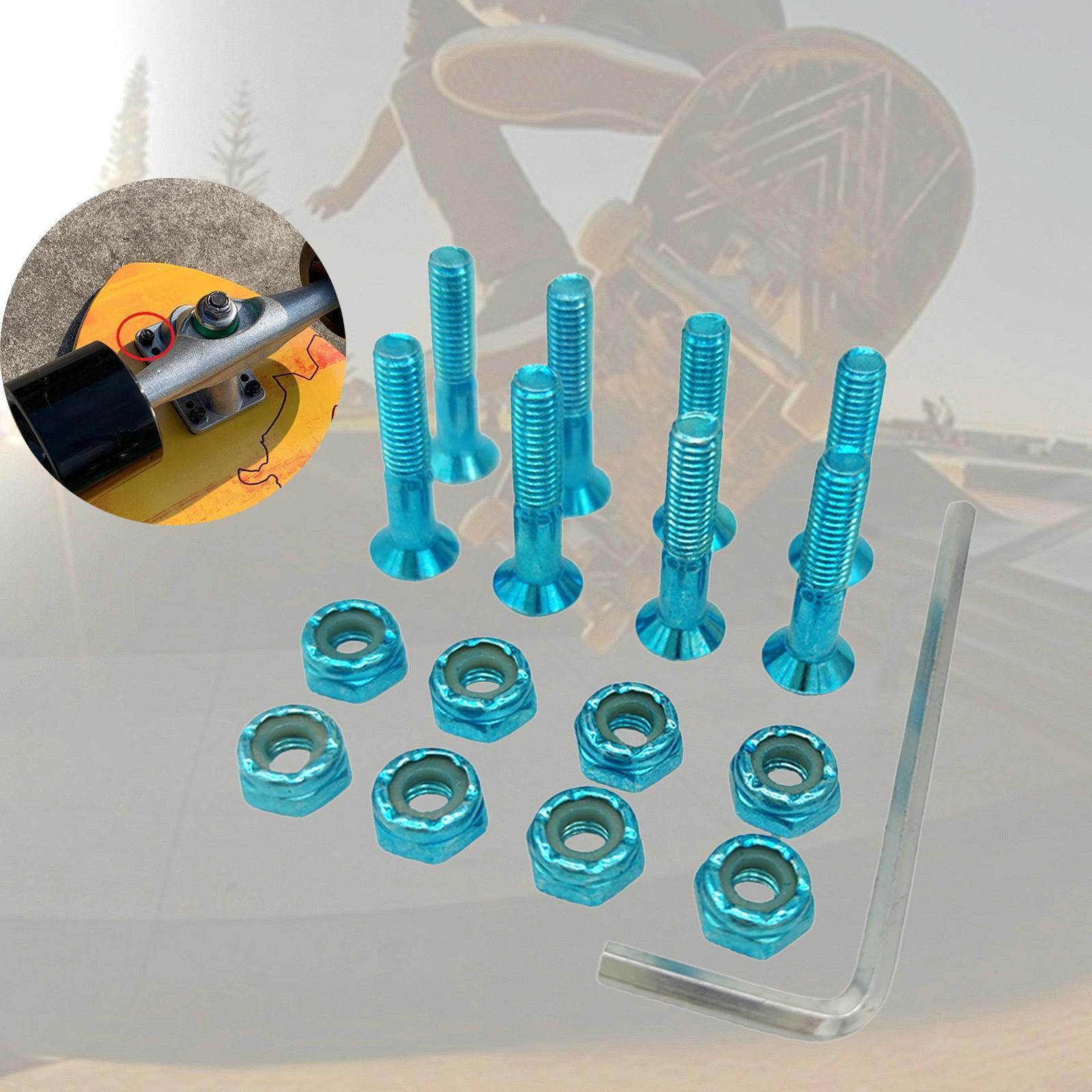8pcs Replacement Skateboard Hardware Set Longboard Screws Accessories blue