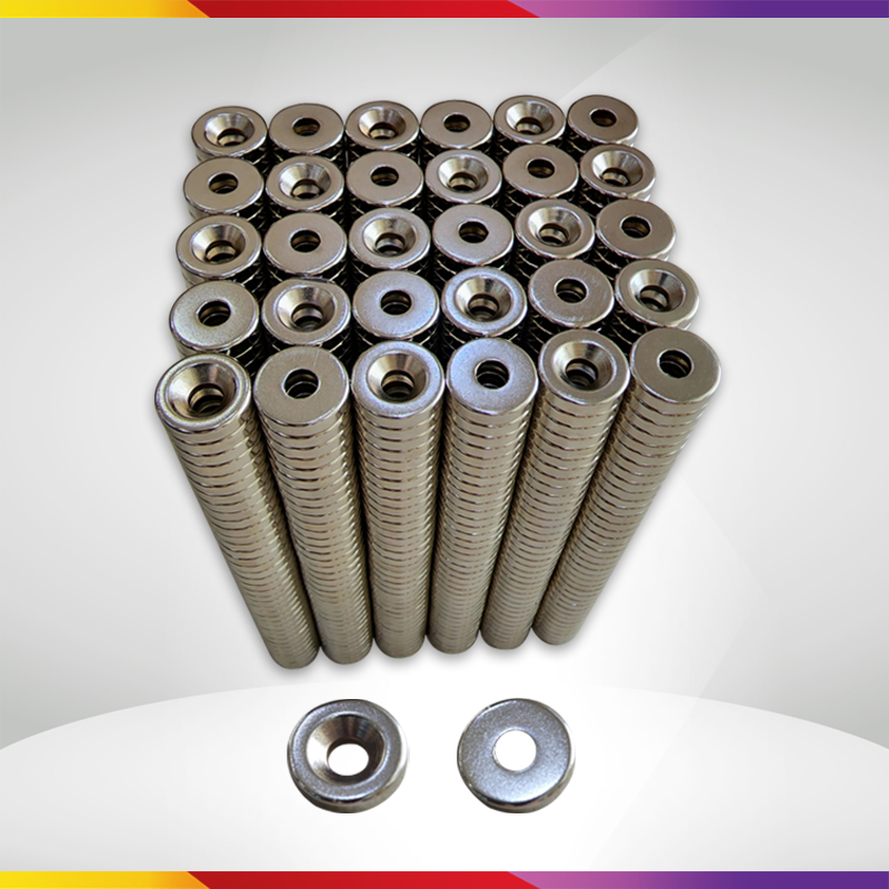 Bộ 20 Viên Nam Châm Đất Hiếm Loại Tròn 12x3mm Lỗ Vát M4 Lực Từ N35 Cực Mạnh