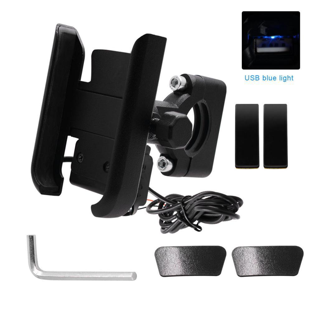 360° Universal Motorcycle Handlebar Cell Phone Mount USB Charger GPS Holder.