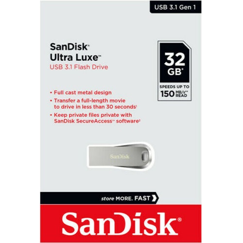 USB 3.1 SanDisk Ultra Luxe CZ74 32GB 150MB/s (Bạc) - Hàng Chính Hãng