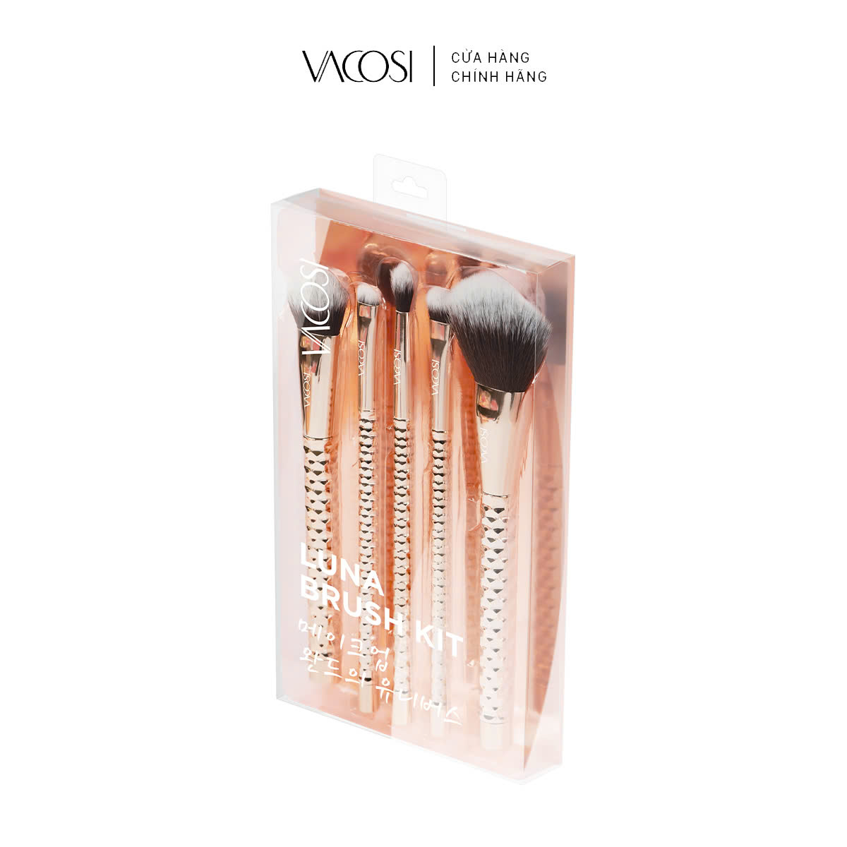 SC04 - BỘ KIT 5 CỌ CƠ BẢN VACOSI, PHIÊN BẢN GOLDEN DRAGON - LUNA THE FACE &amp; EYES BRUSH KIT, 5PCS