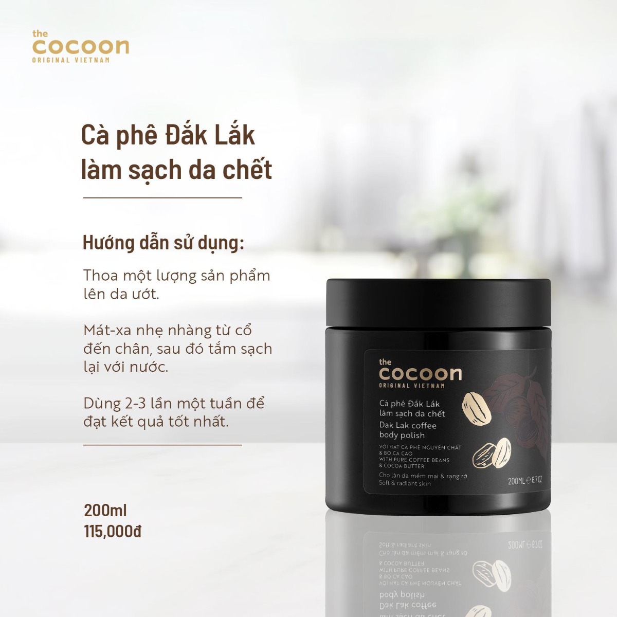 Tẩy Tế Bào Chết Body COCOON Cafe Đắk Lắk - COCOON Dak Lak Coffee Body Polish 200mL