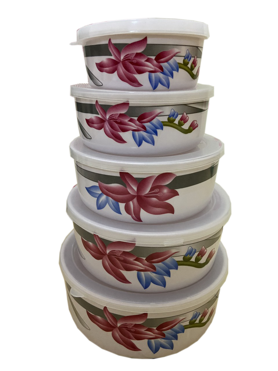 Bộ 5 thố melamine giao hoa van ngẫu nhiên