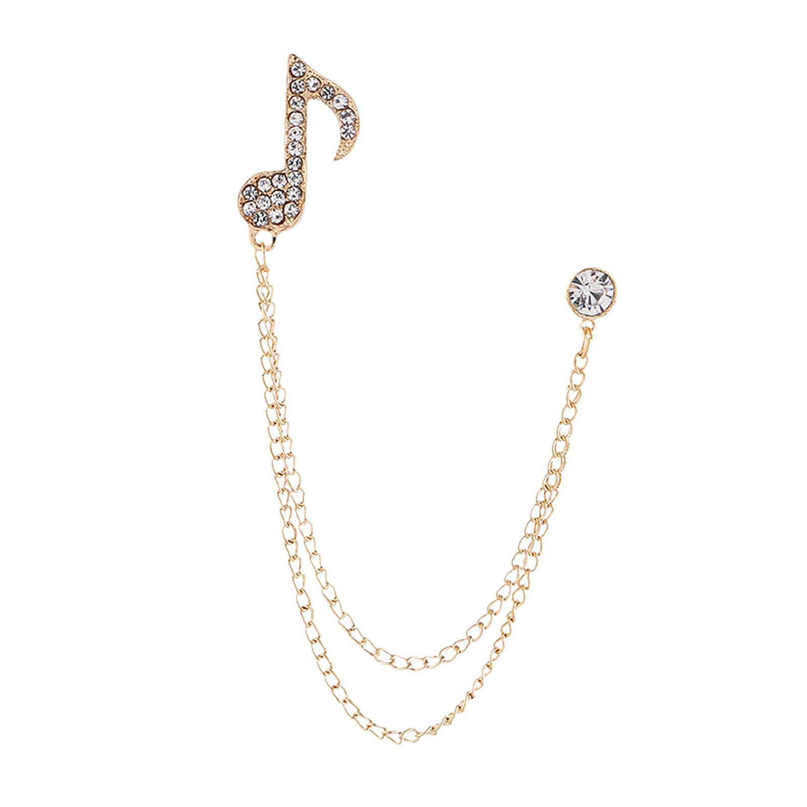 Music Note Brooch Badge Decor Rhinestone Brooch for Sweater Shirt Gift