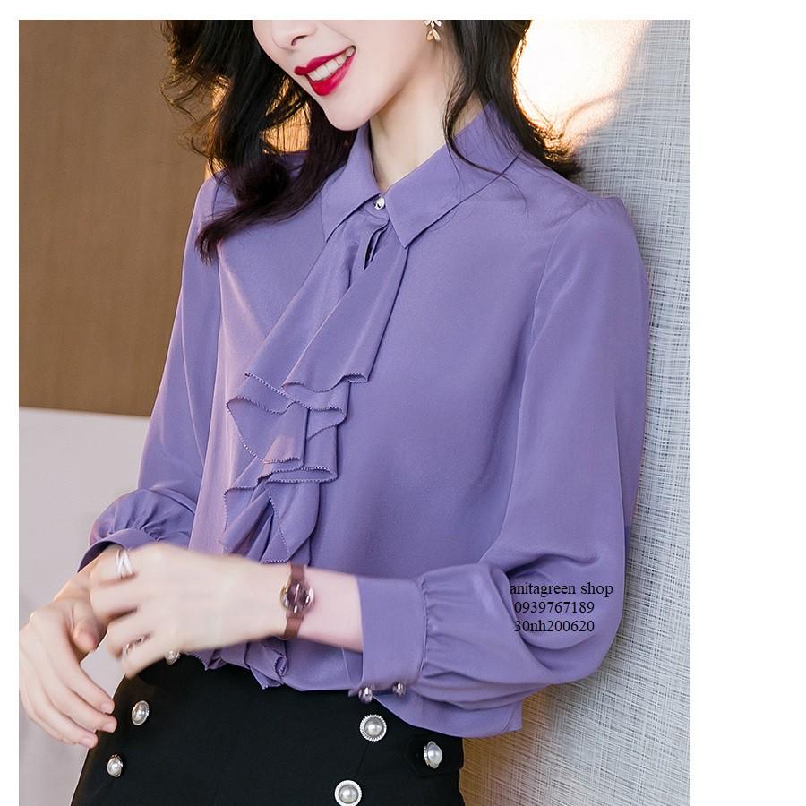 Nh200620-ÁO SƠ MI NỮ BÈO MÀU TÍM