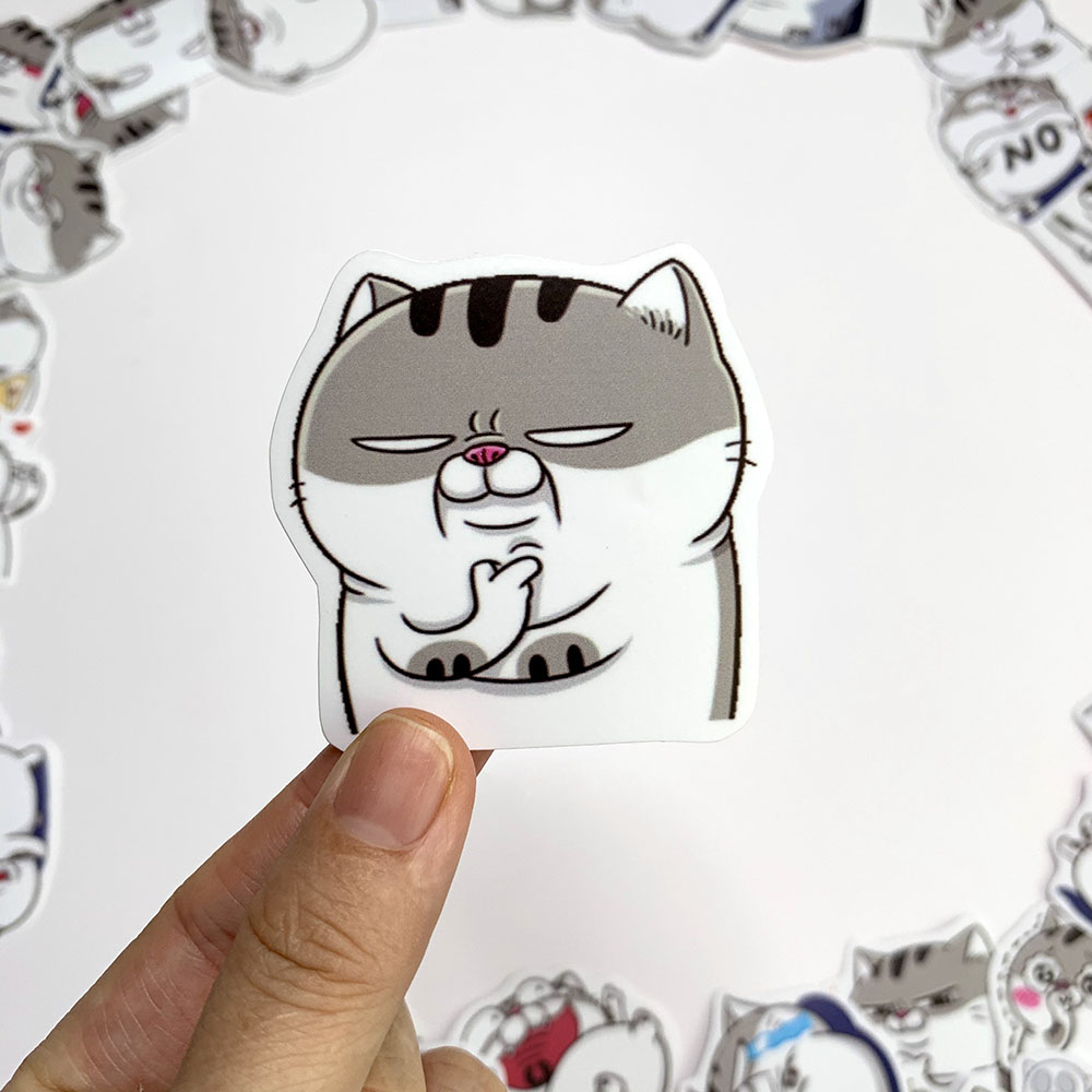 Sticker Mèo Ami Bụng Bự Ngẫu Nhiên Chất Lượng Cao Chống Nước Trang Trí Nón Bảo Hiểm Vali Đàn Xe Máy Xe Đạp