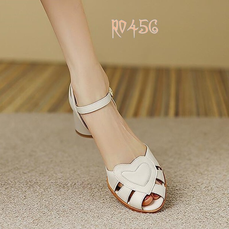 Giày sandal nữ cao gót 5 phân hàng hiệu rosata hai màu hồng trắng ro456