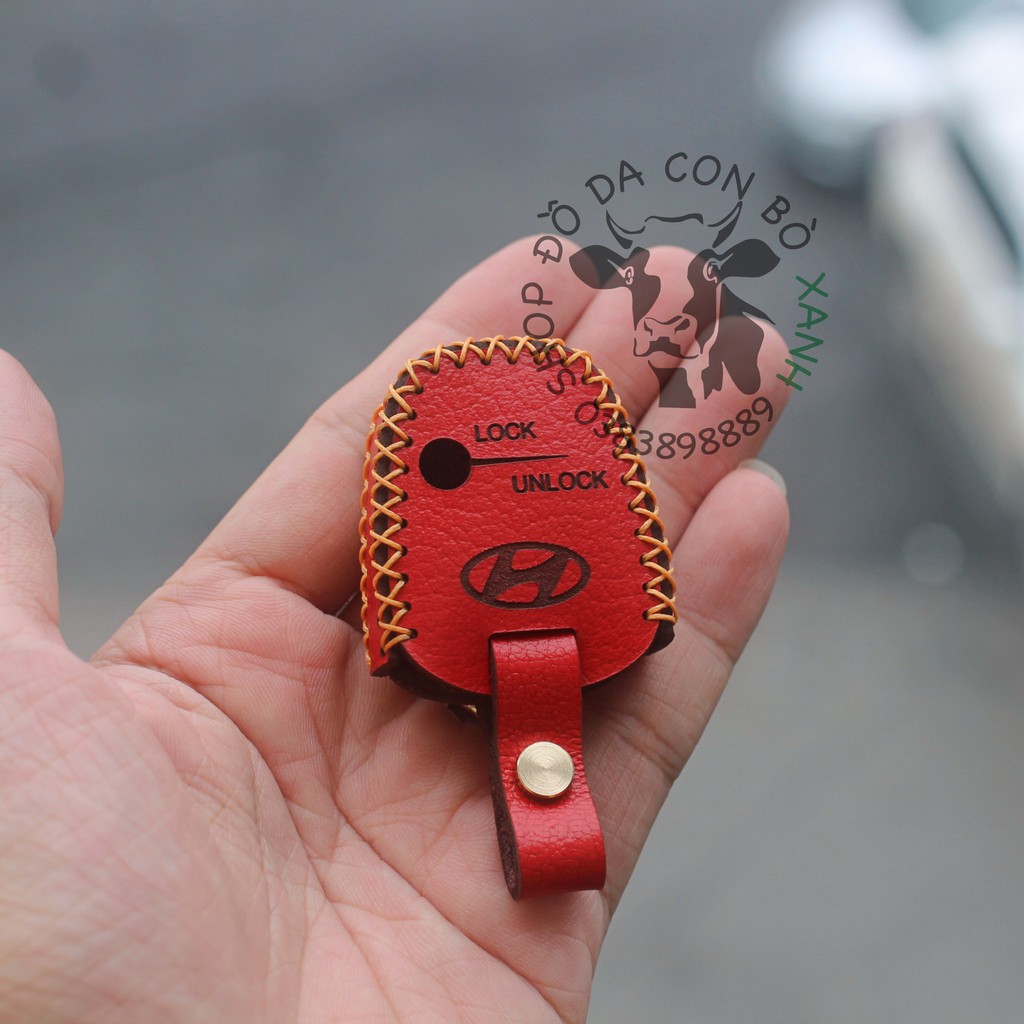 Bao da dành cho chìa khoá Hyundai Getz, Click, Starex, Verna handmade da thật 001