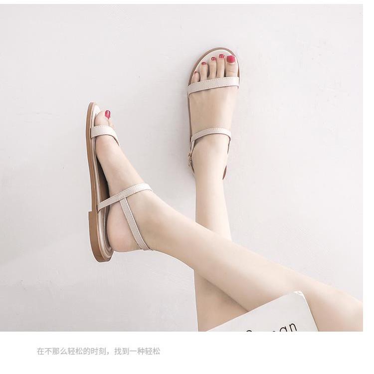 Gìay sandal đế bằng thời trang VIETLAVANI mã S12 mũi hở quai ngang kiểu dáng thanh lịch hàng chuẩn