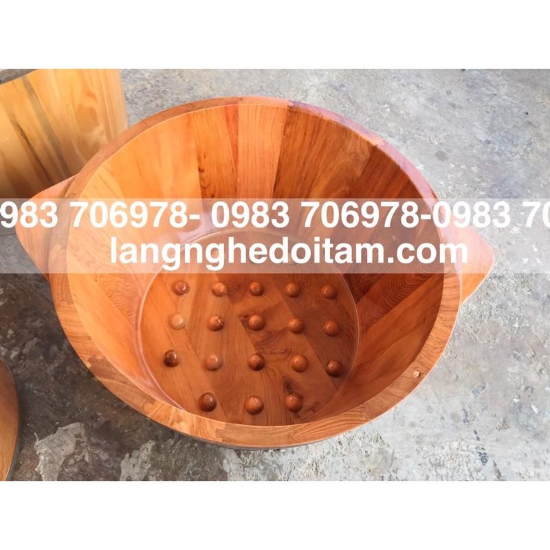 Chậu gỗ ngâm chân-gỗ pomu cao cấp+(tặng thảo dược ngâm chân)