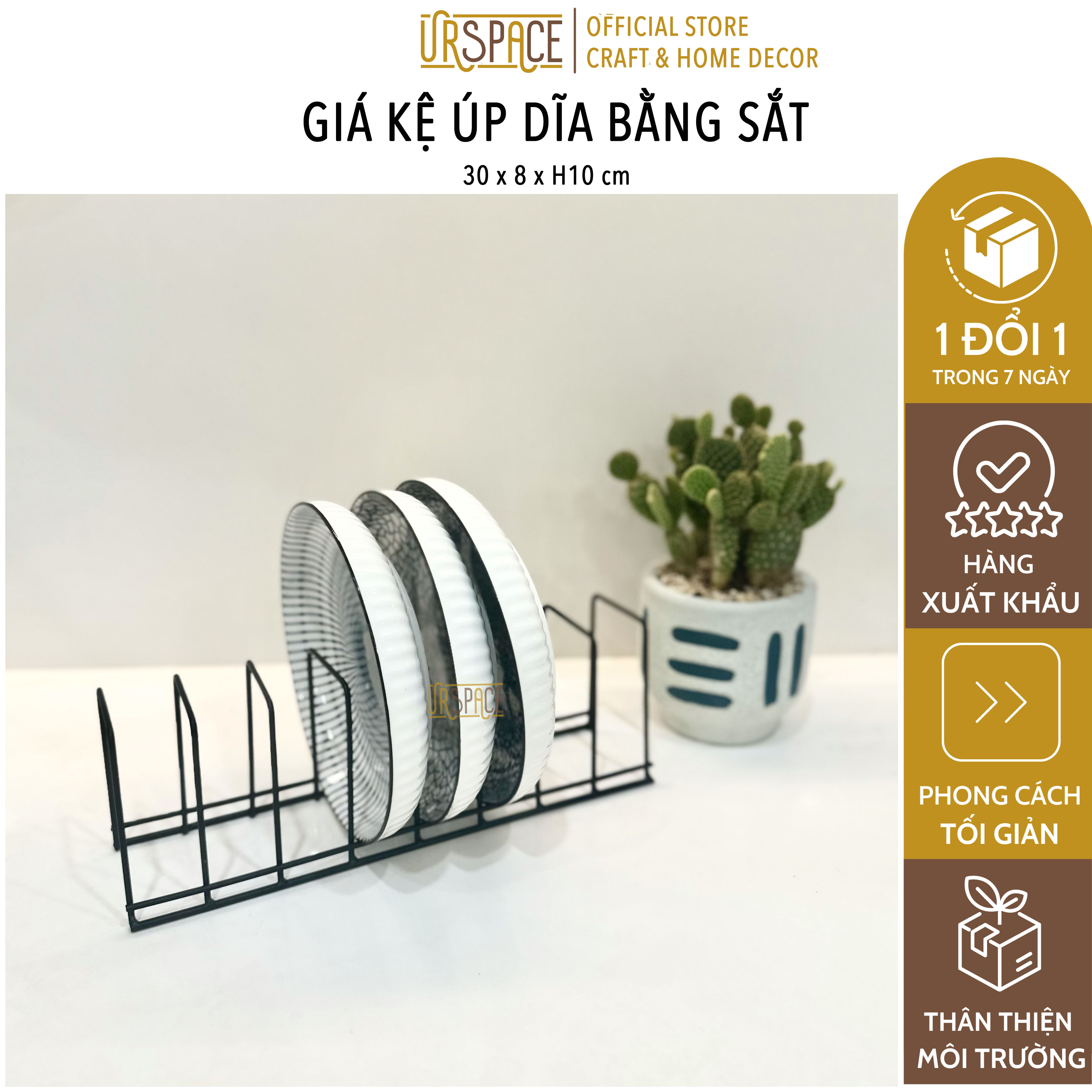 Giá kệ sắt úp chén dĩa URSPACE màu đen tiện dụng, thông minh / Kitchen Dish Drain Racks