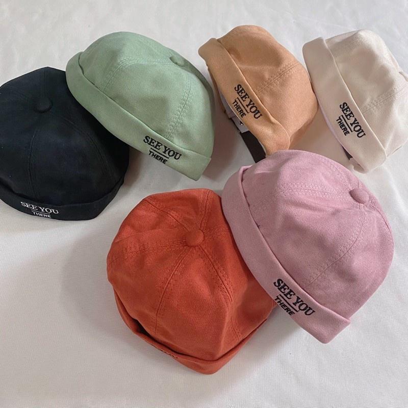 Nón bucket ulzzang không vành Retro Kyubi thêu chữ nhiều màu phong cách Hàn Quốc - Mũ Ulzzang Kyubi