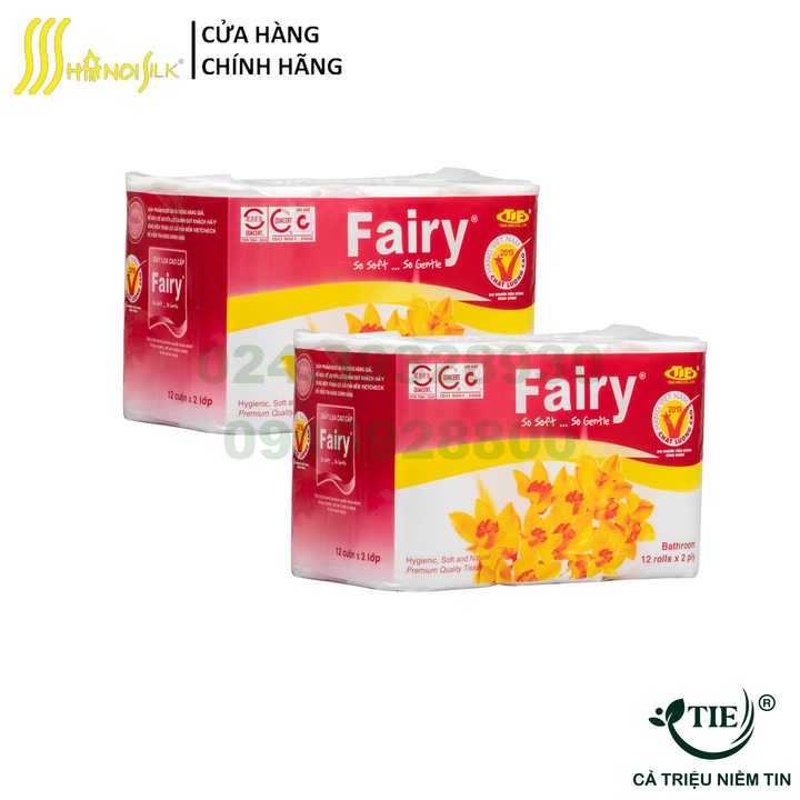 Combo 2 lốc Giấy Vệ Sinh Fairy 12 cuộn đỏ có lõi