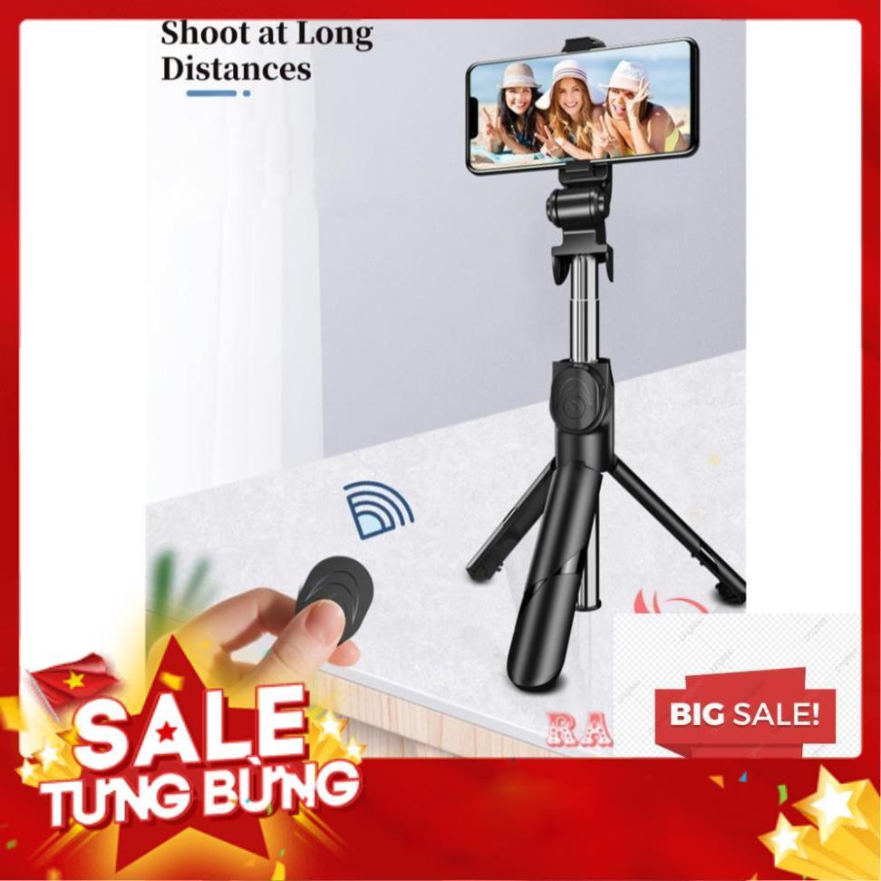 Gậy tự sướng chụp hình ảnh selfie kiêm tripod 3 chân đế đỡ điện thoại kèm remote bluetooth đa năng gấp gọn