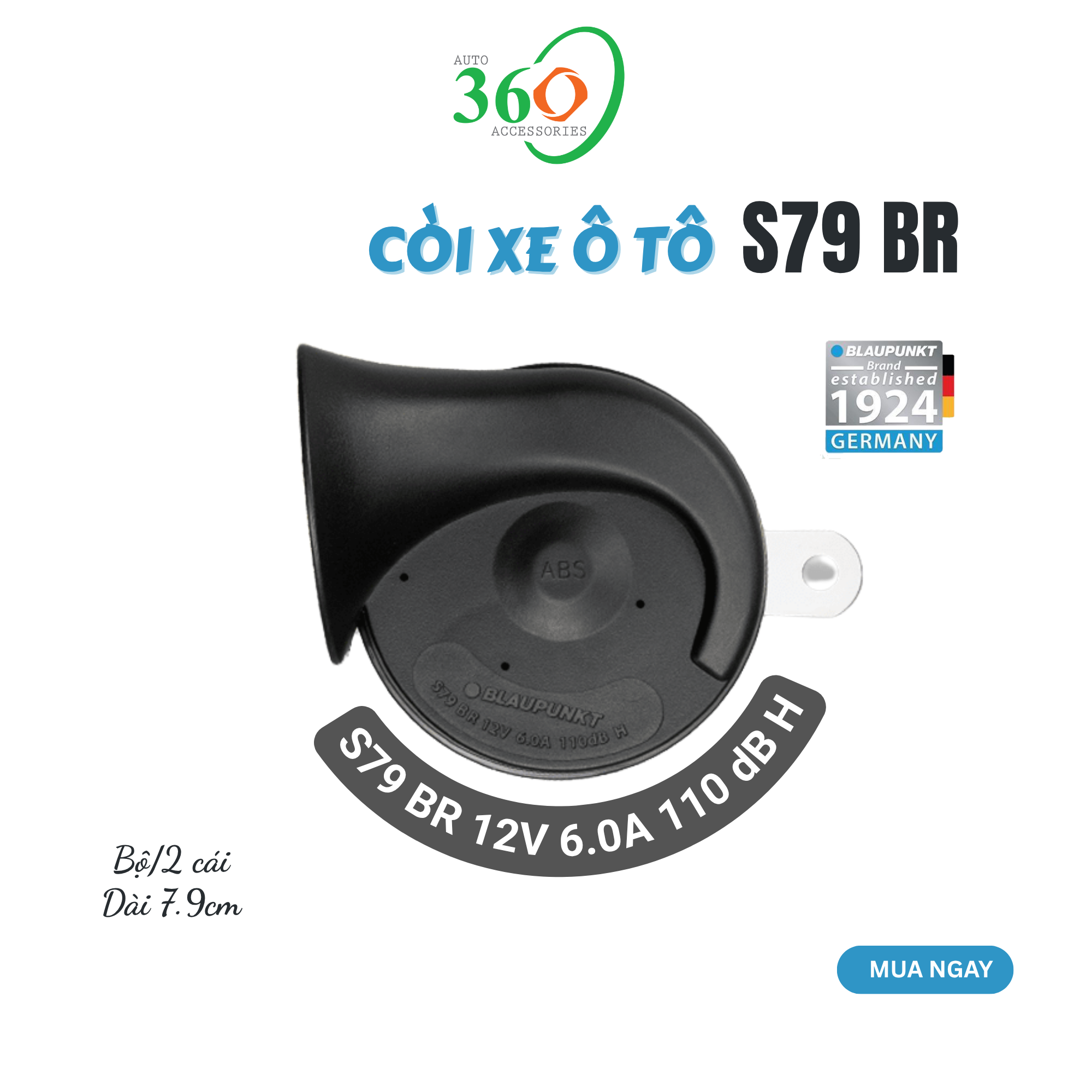 Còi Ô Tô Blaupunkt S79 BR – Hàng Chính Hãng – Âm Thanh Cảnh Báo To Rõ – Nhỏ Gọn – Bộ 2 Cái Giá Tốt