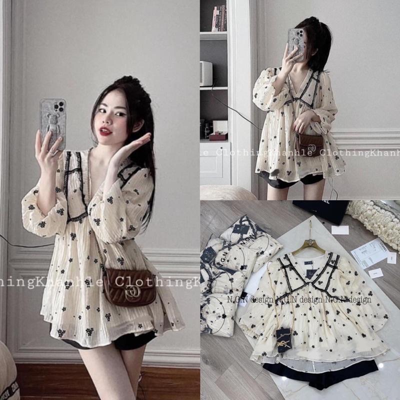 Áo thô hoa Nhí Babydoll (Hình Thật) Hàng Loại 1 - Áo Kiểu hoa Phối Viền BIGSIZE