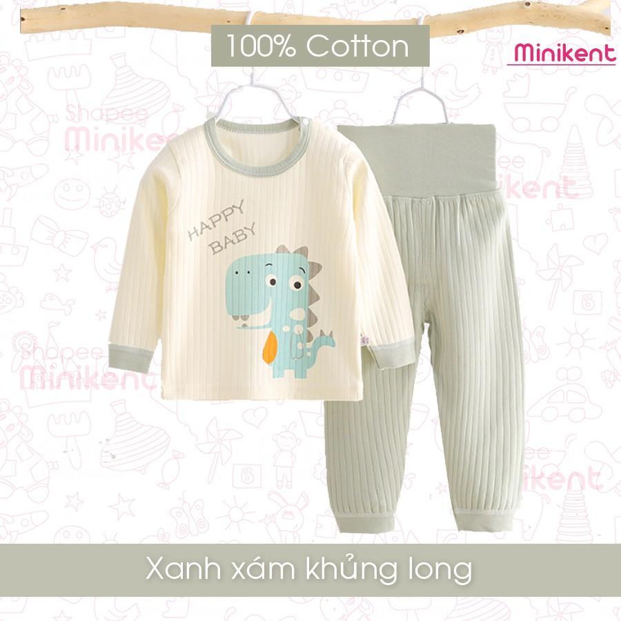 Bộ Dài Tay Cạp Cao Thu Đông Cao Cấp Cho Bé | Bộ Dài Tay Cototn Tinh Khiết Chui Đầu, Cạp Cao Mềm Mại