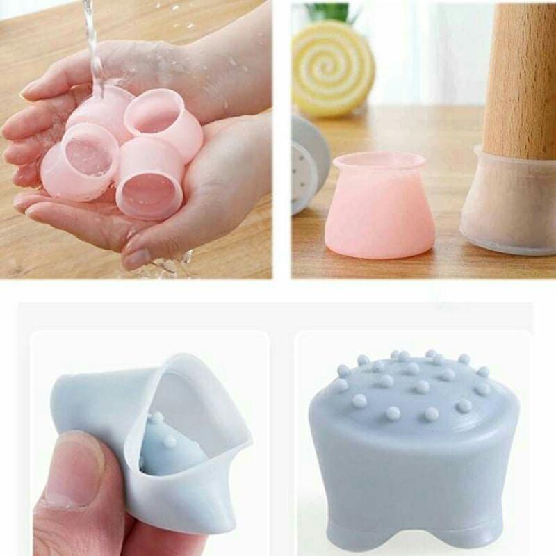 Miếng Bọc Chân Ghế - Lót Chân Bàn Bằng Silicone Dẻo, Chống Trượt, Chống Xước Sàn, Phù Hợp Với Mọi Loại Bàn Ghế