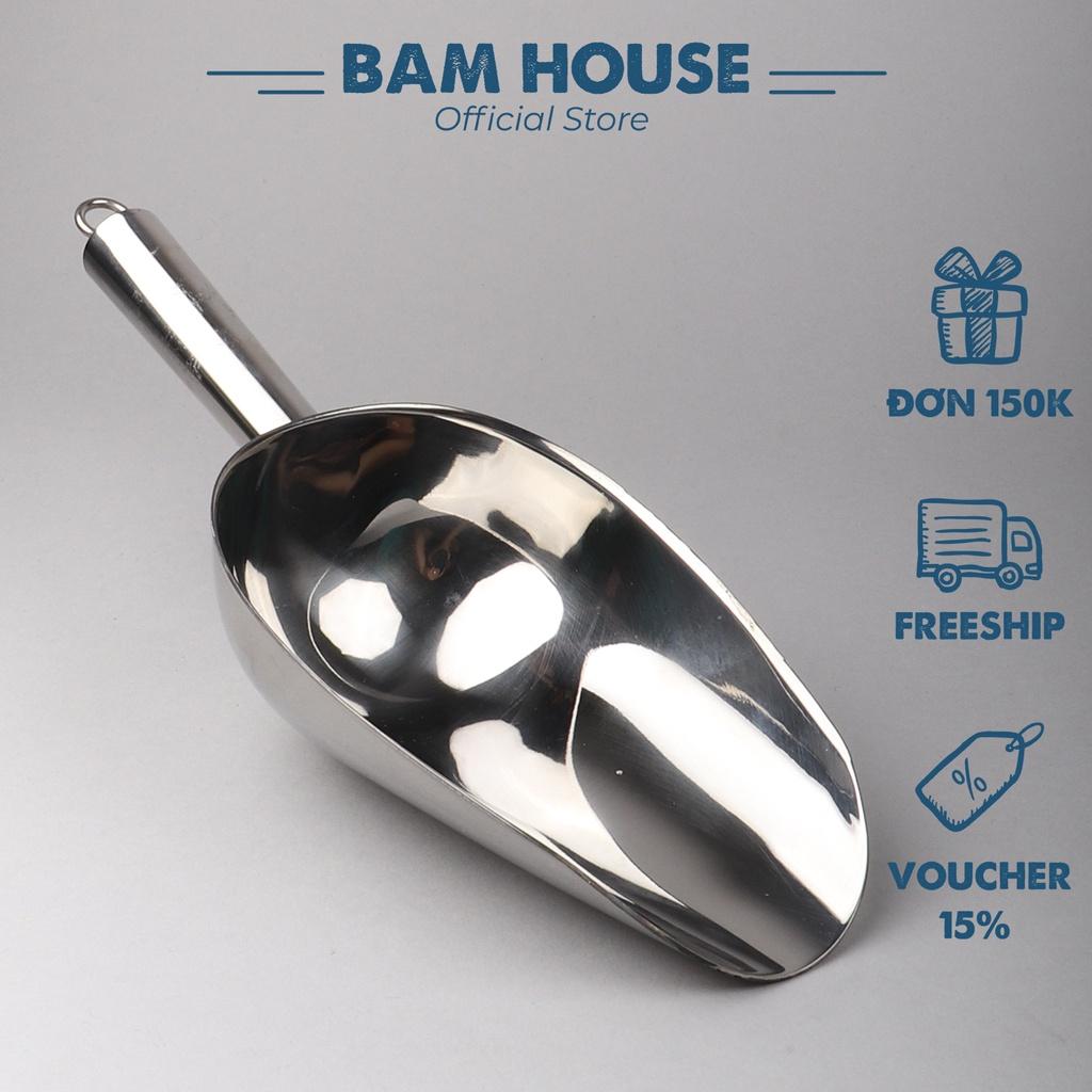 Dụng cụ xúc đá, xúc gạo và xúc đậu inox 304 Bam House sáng bóng cao cấp XD01 – Gia dụng bếp