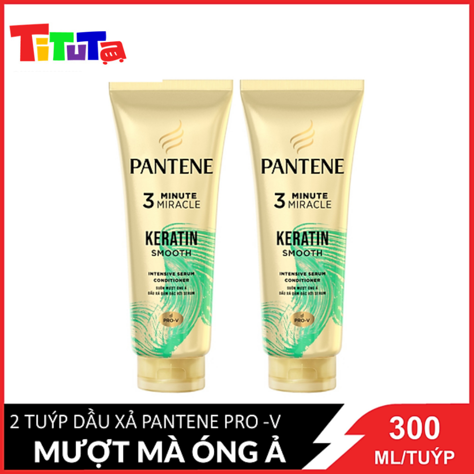 Combo 2 Tuýp Dầu xả Pantene Pro- V 3 Phút Diệu Kì Mượt Mà Óng Ả (Xanh Lá) 300ml / Tuýp