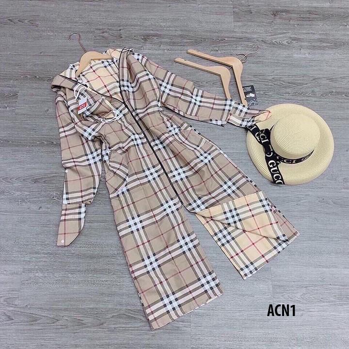 Áo chống nắng toàn thân 2 lớp tặng kèm khẩu trang, áo choàng KẺ CARO chống nắng thời trang
