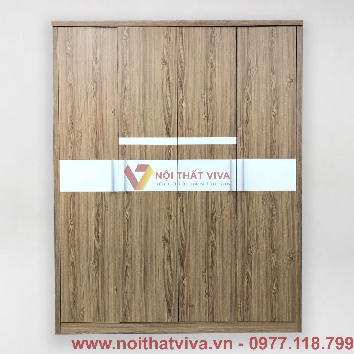 Tủ Áo MDF Vân Gỗ Chỉ Trắng 4 Cánh Hiện Đại Đẹp Giá Rẻ