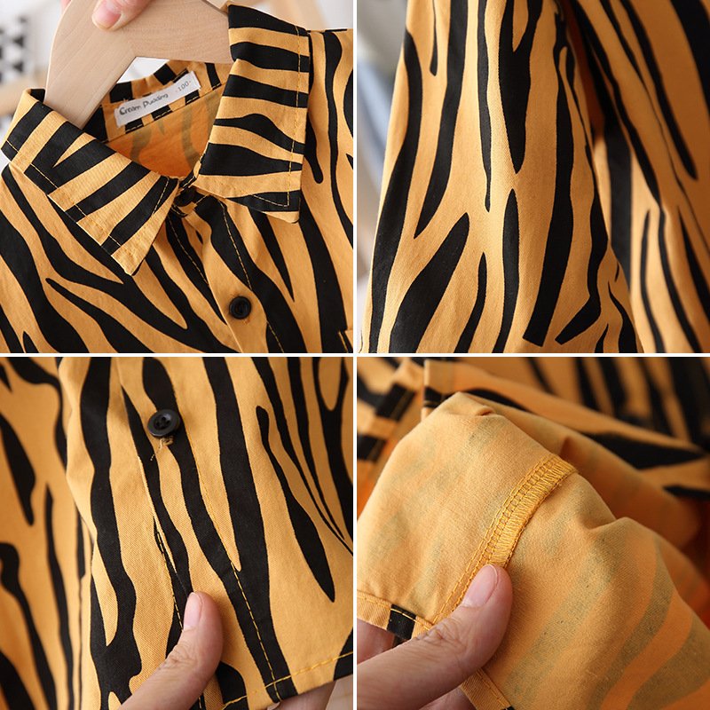 Mẫu áo somi kẻ vằn vàng cho bé-OA064