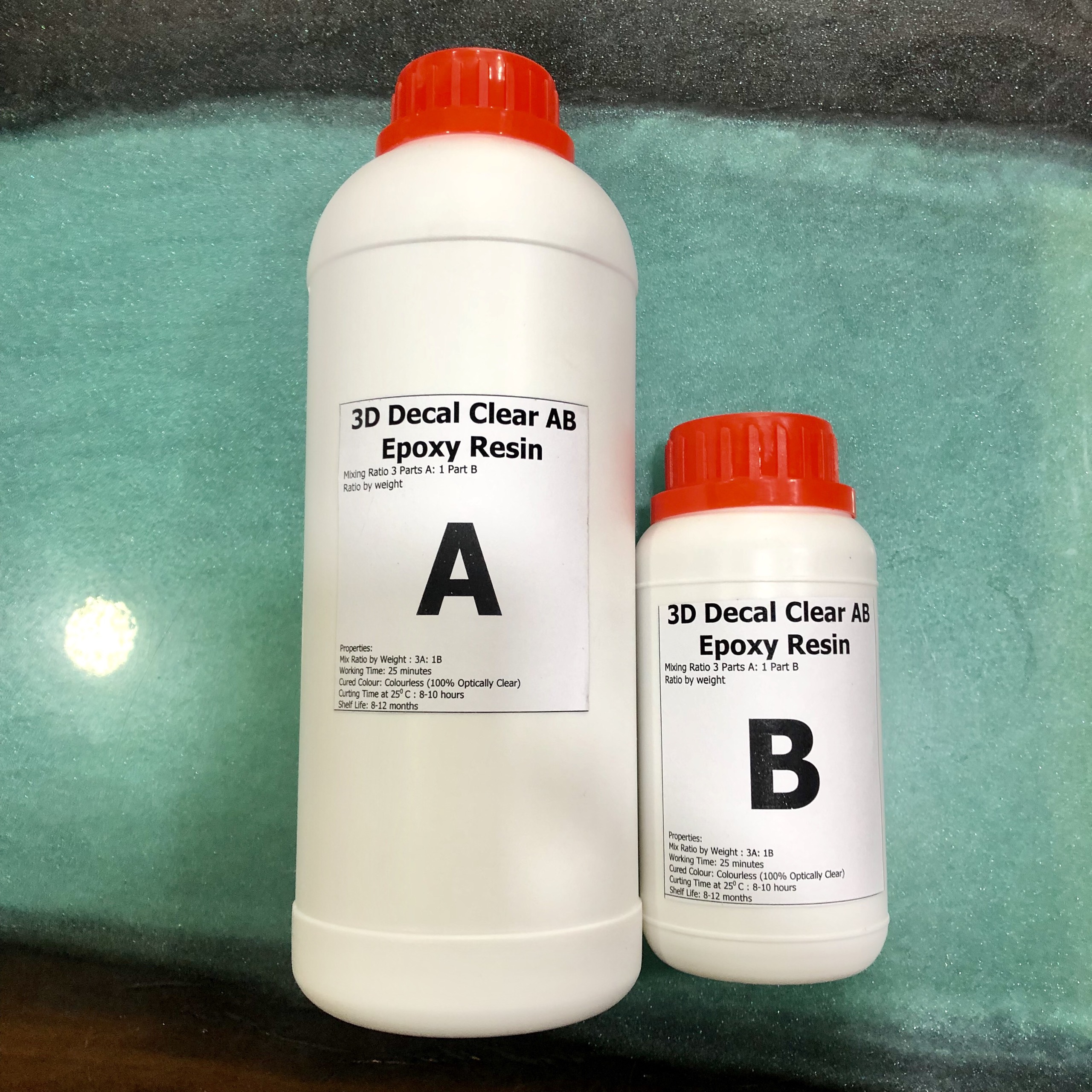 Bộ 1KG Keo Đổ Nhựa Loại Khô Dẻo Chuyên Đổ Tem 3D Decal Clear AB Epoxy Resin DTAB3-A2 1kg