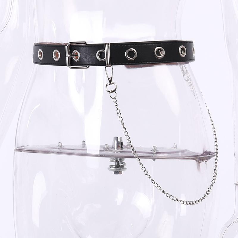 Phong Cách Punk Quần Váy Dây Lưng Thời Trang Gothic Phụ Kiện Đậm Dạo Phố Hoang Dã Dây Da PU Với Dây Kim Loại