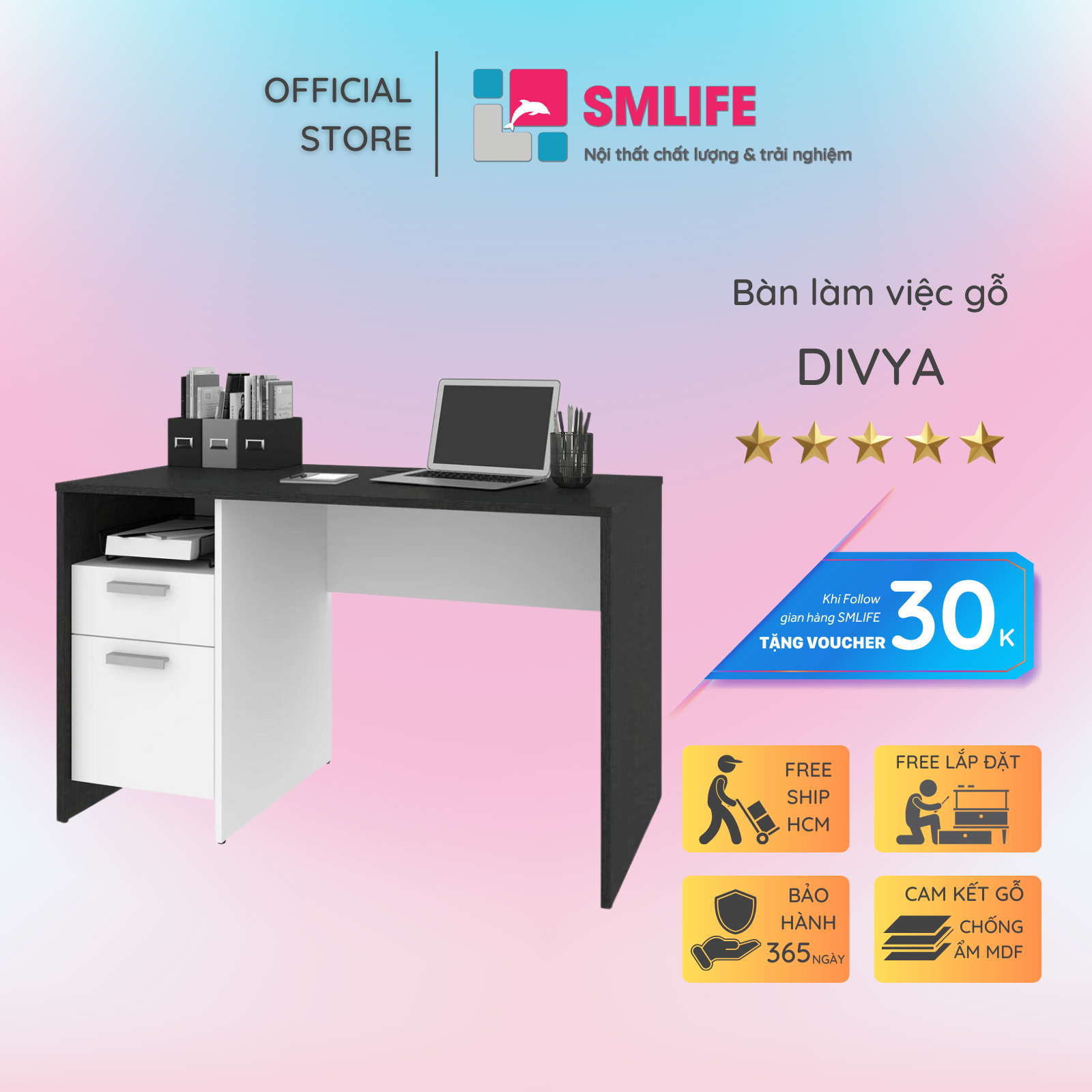Bàn Học Trẻ Em Phong Cách Hiện Đại SMLIFE Divya