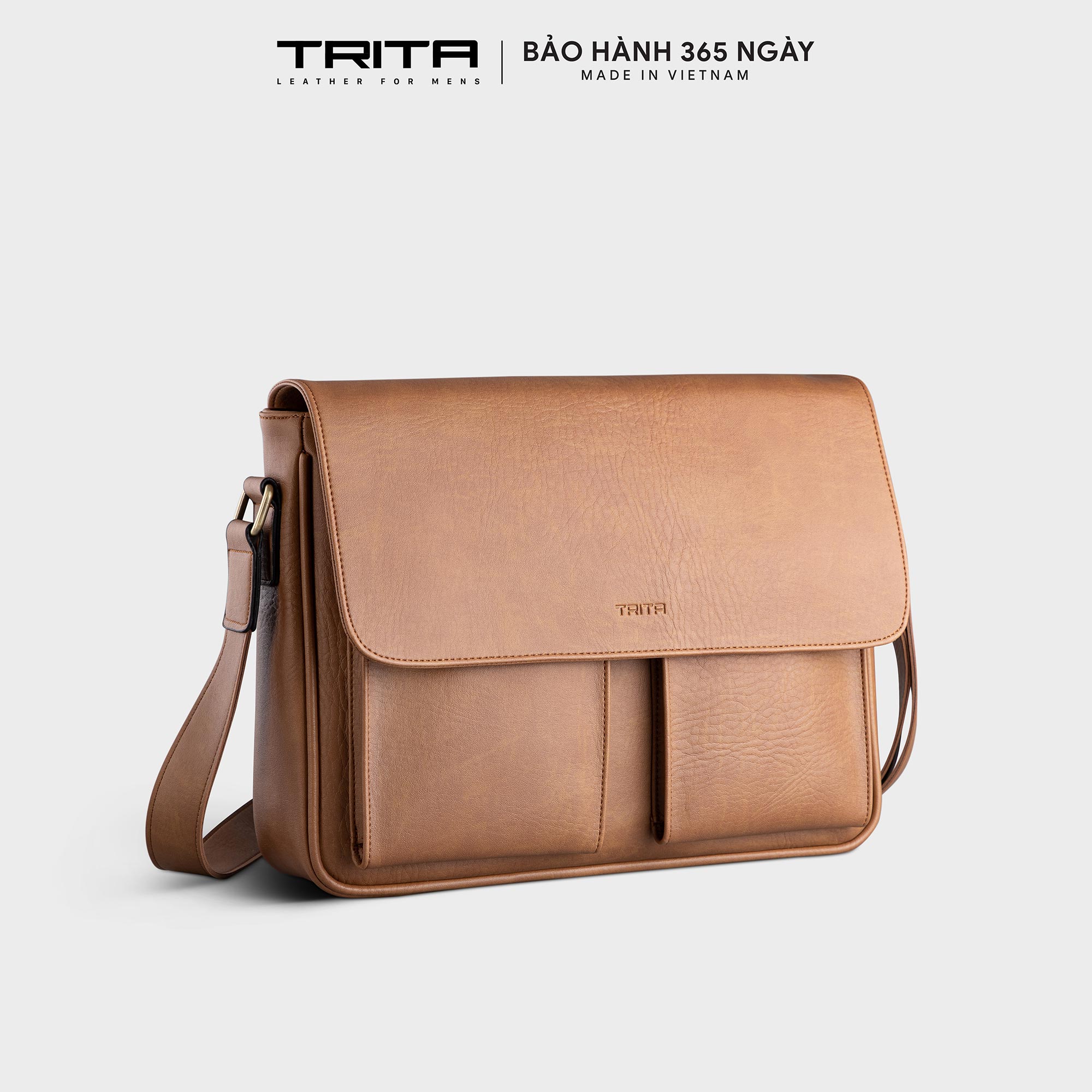 Túi Trita ( Thời trang nam dáng ngang phối ngăn đôi - Túi đeo chéo da RTN6 )