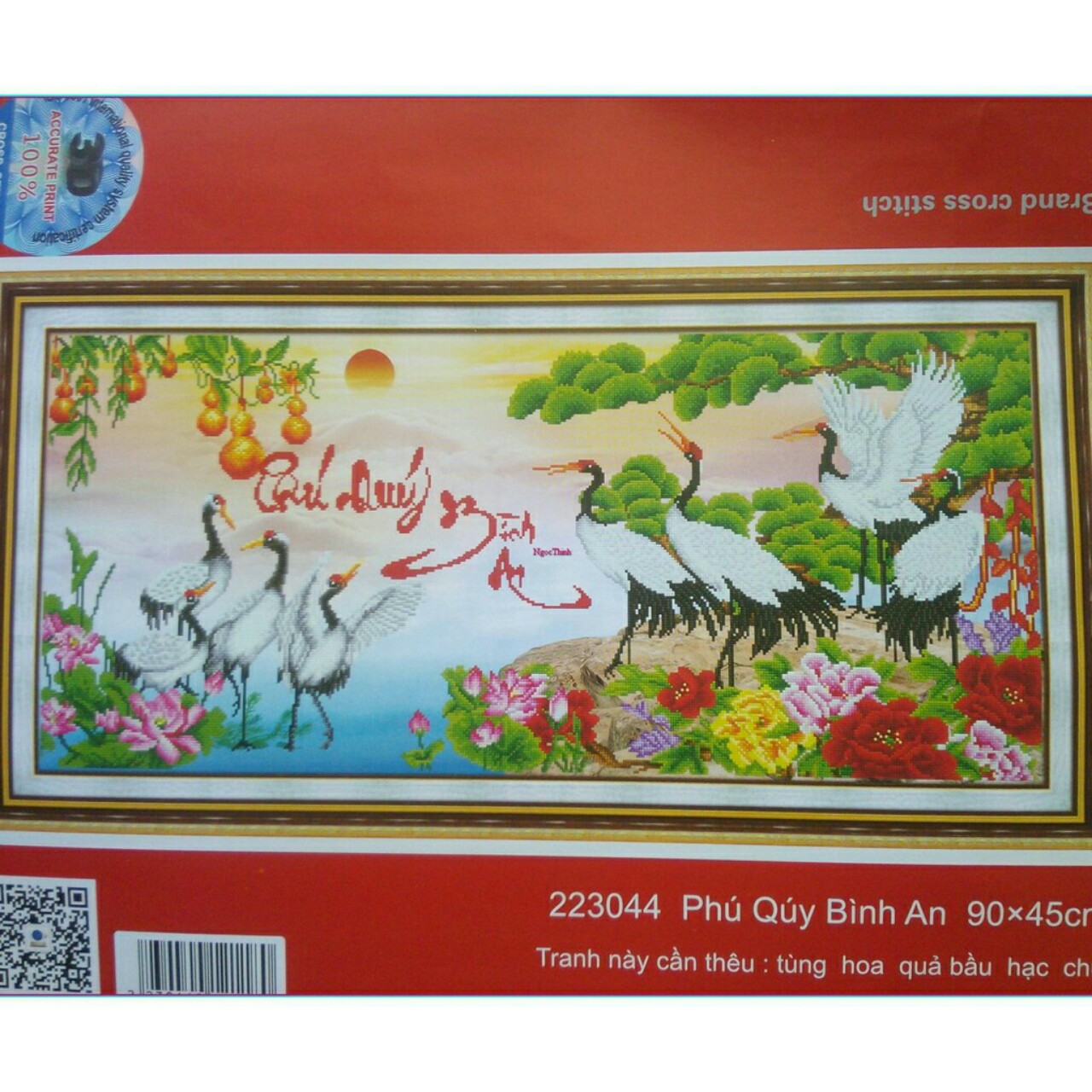Tranh thêu chữ thập Phú Quý Bình An chưa thêu
