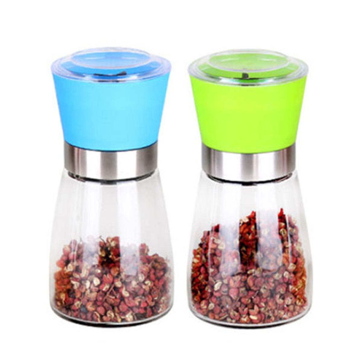 Cối Xay Tiêu Kiêm Đựng Tiêu Đa Năng Bằng Thủy Tinh Có Tay Cầm Vặn Tiện Lợi - Miễn Phí Vận Chuyển