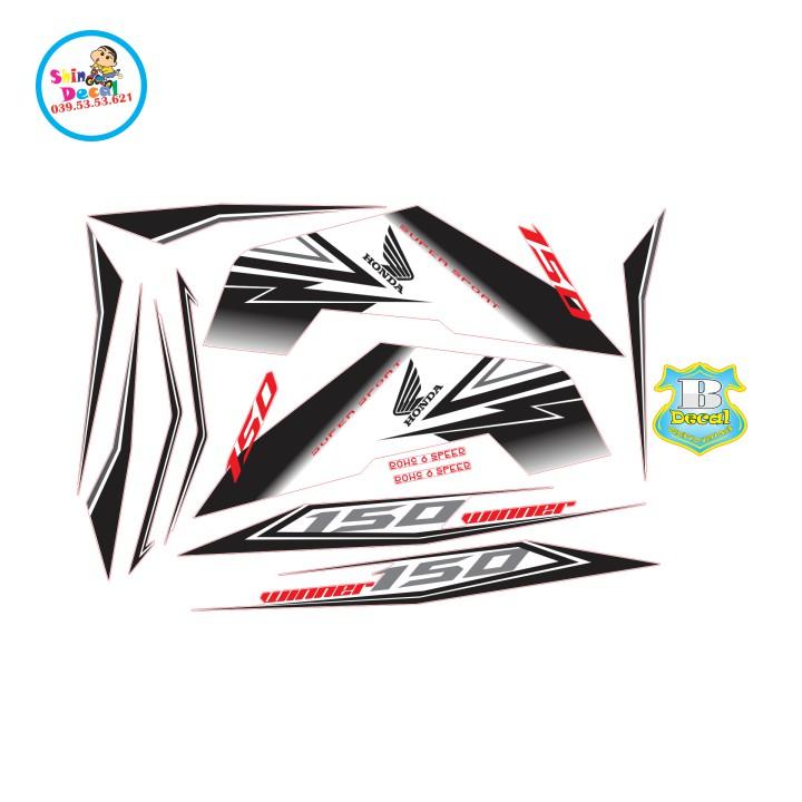 Tem xe winner v1 super sport dán xe trắng