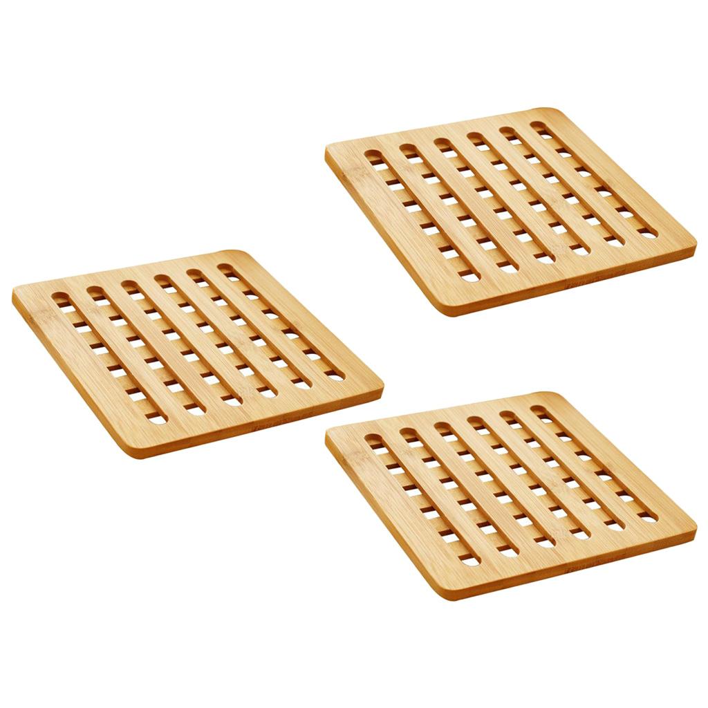 Bamboo Trivet Mat Set for Instant Hot Pot/Dishes/Bowl/Teapot/Pads/Hot Pot Holders Heat Resistant Trivet Square