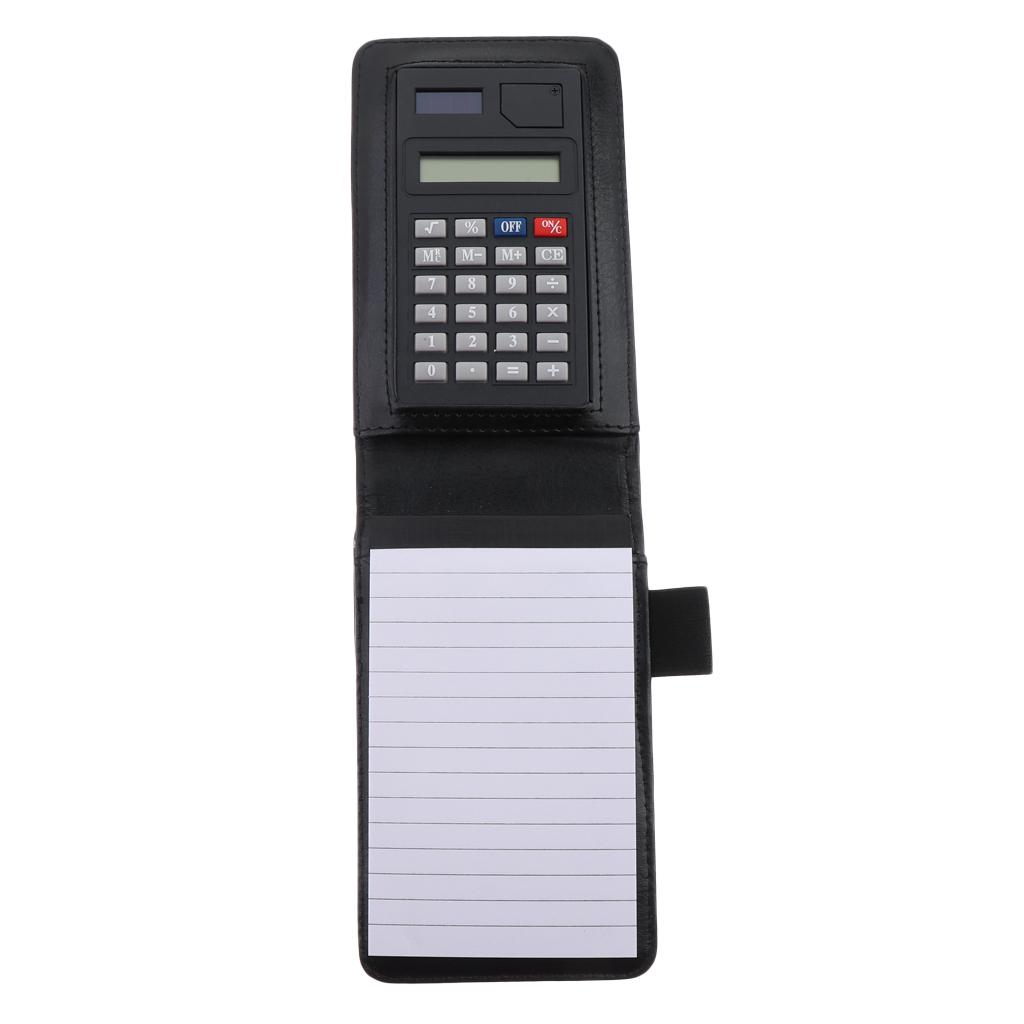 Faux Leather Waterproof Top Hardcover Notes Book with Calculator Black