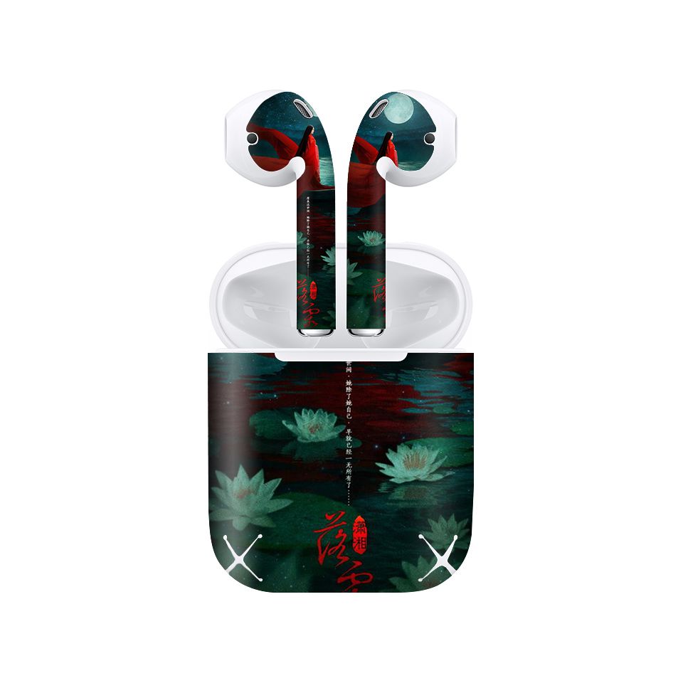 Miếng dán skin chống bẩn cho tai nghe AirPods in hình Cổ phong - acp005 (bản không dây 1 và 2)