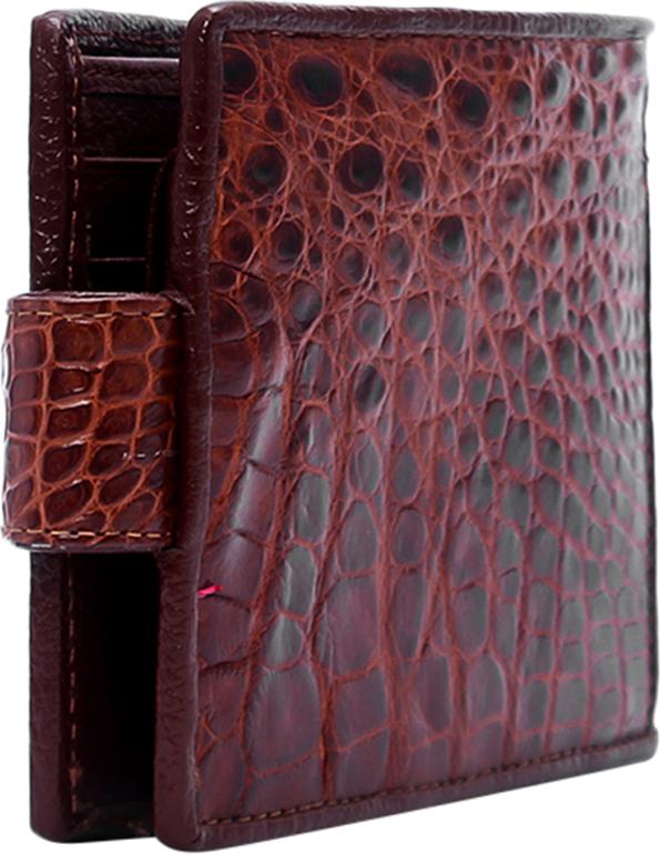 Ví Nam Da Cá Sấu Nút Bấm Huy Hoàng HT2217 (12.5 x 10 cm) - Nâu Đỏ