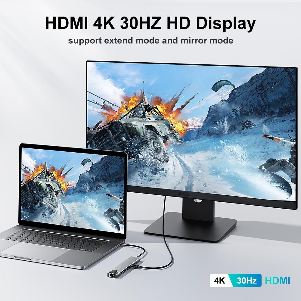 Bộ Hub Chuyển Đổi USB Type C Sang HDMI USB 3.0 Cho laptop táo Air M1 Type C