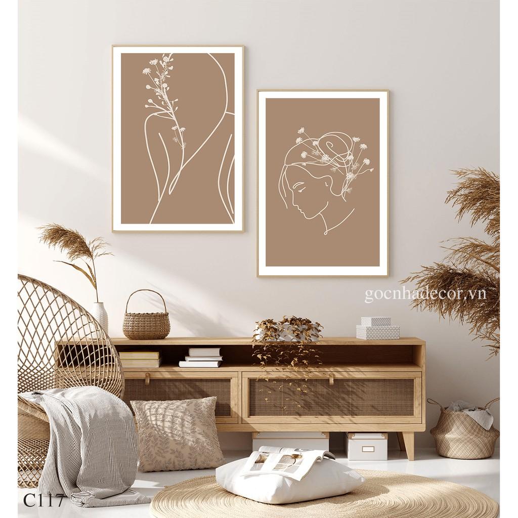 Tranh canvas-Set 2 tranh cô gái-Tranh trừu tượng-Tặng kèm theo đinh treo tranh-Mã GN117