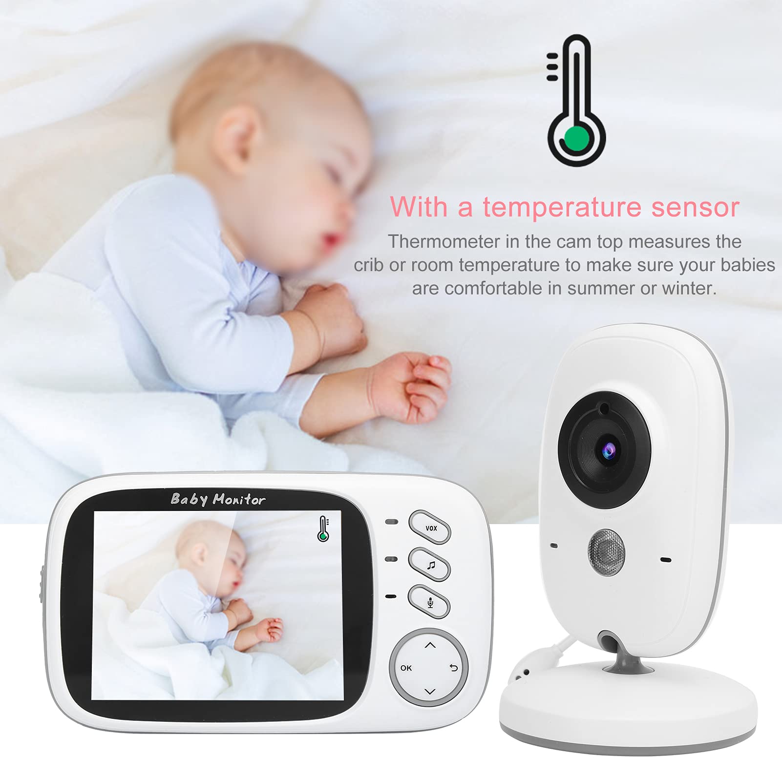 Camera theo dõi trẻ, máy báo khóc đàm thoại 2 chiều Baby Monitor VB603