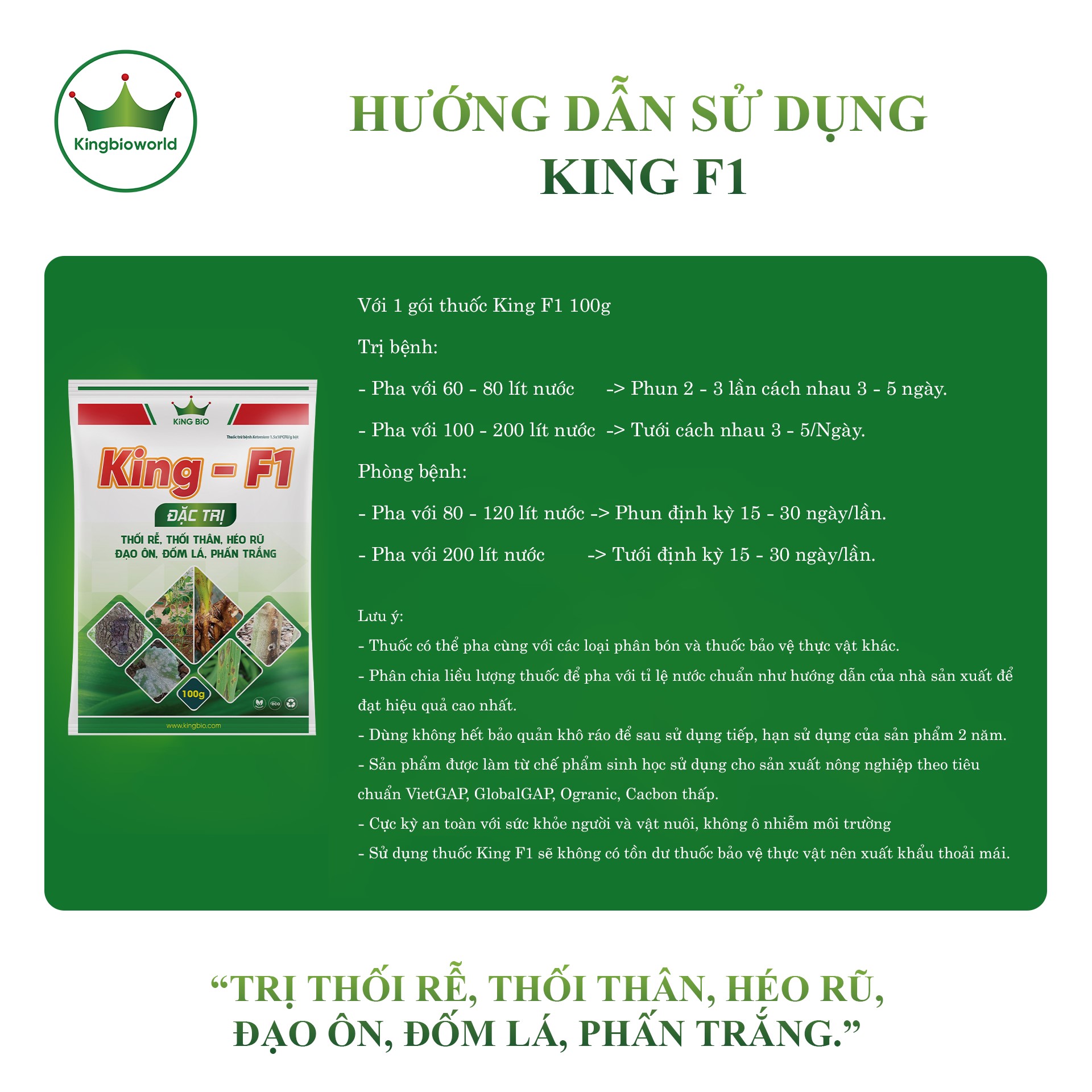 Combo đặc trị vàng lá thối rễ tuyết trùng dứt điểm King F1, King ST1, King 68