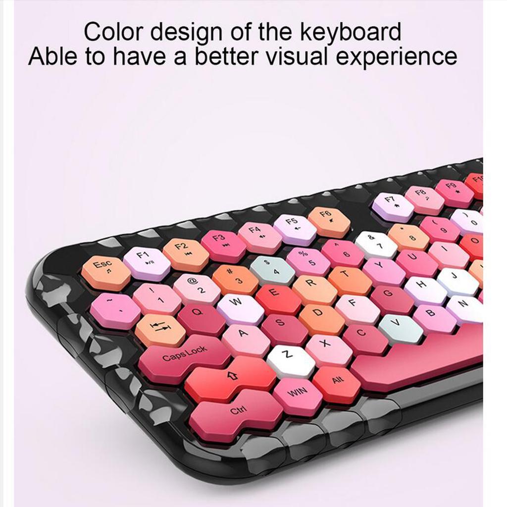 USB Wireless Keyboard and Mouse Combo Set 104 Keys Black Mixed Color