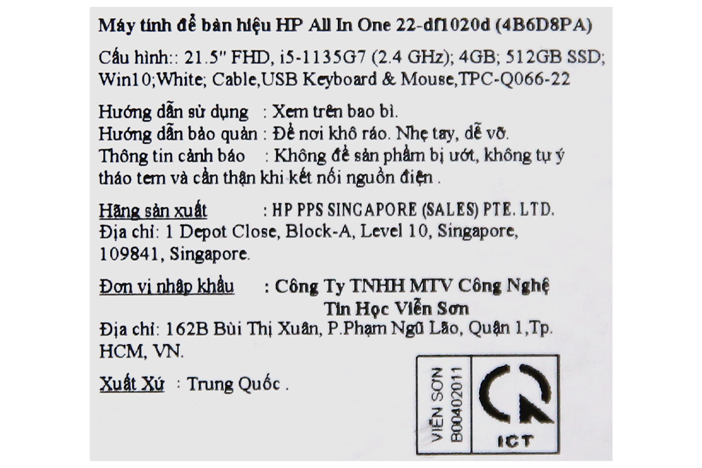 HP AIO 22 df1020d i5 1135G7/4GB/512GB/21.5&quot;F/WLKB/WLMouse/Win10/(4B6D8PA)/Trắng - Hàng chính hãng