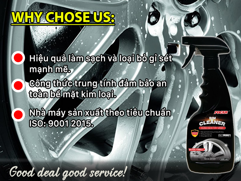 Dung dịch vệ sinh vành mâm lazang ô tô Focar Rim Cleaner 5L